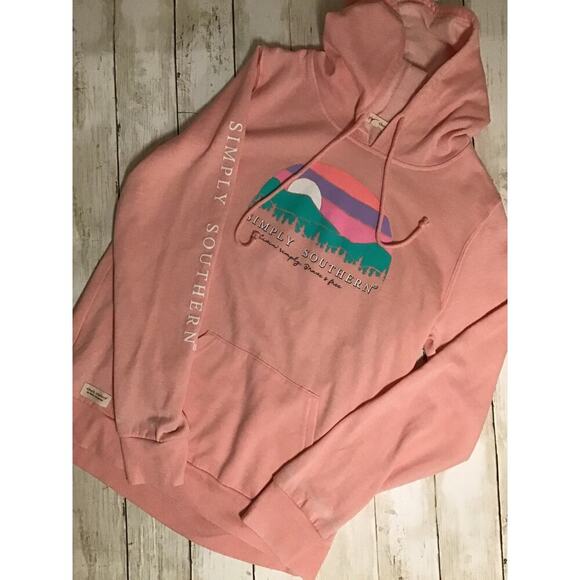Simply Southern Collection Hoodie Sweatshirt size Medium Pink - Picture 2 of 7